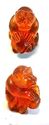 Japanese amber netsuke- 2 MONKEYS Having Fun,signe
