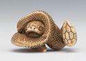 Handcarved  Japanese netsuke -Fearsome Snake Coile