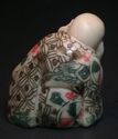 Japanese netsuke - Buddha Hotei Sleeps with Fan,si