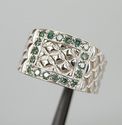  Sterling Silver 925  Blue Green Diamond Square Ri