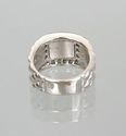  Sterling Silver 925  Blue Green Diamond Square Ri