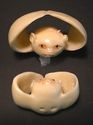 Japanese  netsuke-A Baby BAT spreads its wings,sig