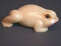 Japanese  netsuke-White FROG Stretches One Leg