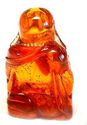 Japanese amber netsuke- Buddha is smiling,signed