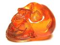 Japanese amber netsuke/ojime-Small Deadly Skull,si