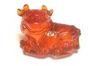 Japanese amber netsuke- Curious Baby DRAGON Sits,s