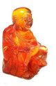 Japanese amber netsuke- Buddha is smiling,signed