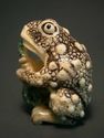 Japanese  netsuke-Frog/Toad Swallows Snake? 