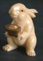 Japanese  netsuke - A  Good Rabbit Offers U Gold N