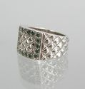  Sterling Silver 925  Blue Green Diamond Square Ri