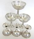 Antique Set of 6 Sterling Silver Sherbet Bowls On 