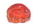 Japanese amber netsuke-recumbrant MOUSE ,signed
