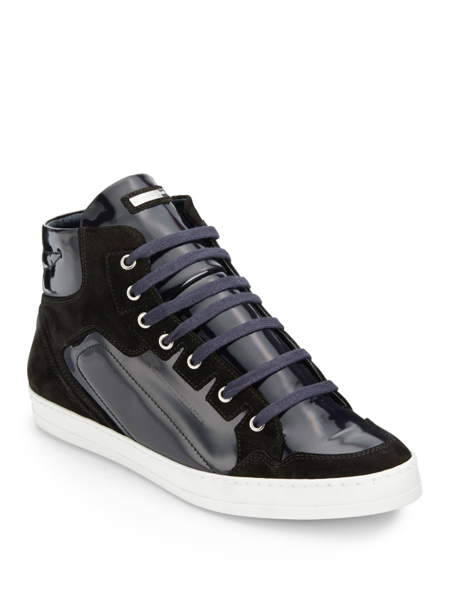 Alessandro Dell'Acqua Perforated Leather High-Top Sneakers Size 42.5 ...