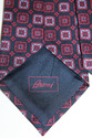 Brioni 7cm Navy Silk Tie With Large Red Medallion 