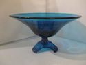 Viking Blue Bowl Vintage Mid Century Art Glass Ped