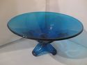 Viking Blue Bowl Vintage Mid Century Art Glass Ped