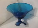 Viking Blue Bowl Vintage Mid Century Art Glass Ped