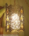 Hollywood Regency Hanging Lamp Gold Swag