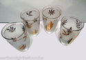 Set of 4 Gold Leaf Frosted Glasses 5 3/8" Golden R