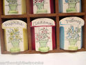 9 Porcelain Spice Jars with Wooden Rack Vintage Ja