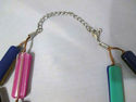 Vtg Rectangular Beads Necklace Pink Turquoise Blac