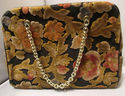 Vintage Floral Purse Handbag Tapestry Brown Flower