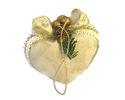 Vintage Cream Heart Christmas Ornament Gold Lace T