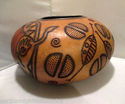 Large Southwestern Designs Carved Gourd Burnt In C