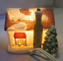 Santa's Village Lighted Bunk House Bisque Porcelai