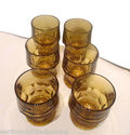 Georgian Amber Anchor Hocking Glasses Tumblers Set