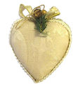 Vintage Cream Heart Christmas Ornament Gold Lace T