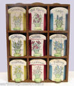 9 Porcelain Spice Jars with Wooden Rack Vintage Ja