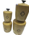 Vtg West Bend Canister Set Yellow Metal Tea Coffee