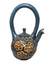 Vintage Cobalt Blue Clay Pottery Vase Teapot Set F