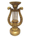 Golden Harp Candle Stick Holder Ornate Gold Colore