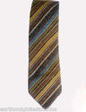 Vintage Striped Wool Tie Classic Yellow Blue Brown