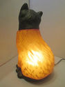 Cat Lamp Light  Bronze Gold Colored Spotted Feline