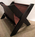 Magazine Rack Holder Organizer Brown Leather Wood 