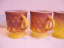 Vintage Yellow Anchor Hocking 5 Mugs Cups Milk Gla