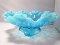 Vtg Jefferson Glass Meander Blue Opalescent Scallo