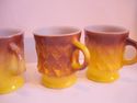 Vintage Yellow Anchor Hocking 5 Mugs Cups Milk Gla