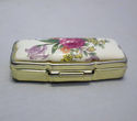 Vintage Pill Box Three 3 Compartments Floral Bouqu