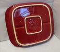 Longaberger Pottery Paprika 4 Section Relish Dish 