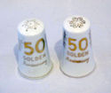 Vintage 50th Anniversary Salt Pepper Shakers White