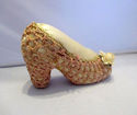 Vintage Knit Shoe Pin Cushion High Heel Yellow Ros