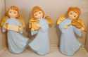 3 Vintage Angel Blue Figure Ceramic Accordian Harp