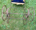 Antique Stroller Velvet Blue Baby Child Wood Carri