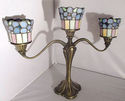 Partylite Candelabra 3 Stained Glass Candle Holder