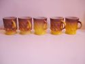 Vintage Yellow Anchor Hocking 5 Mugs Cups Milk Gla