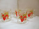 Strawberry Mugs Vintage Luminarc Clear Glass Set 4